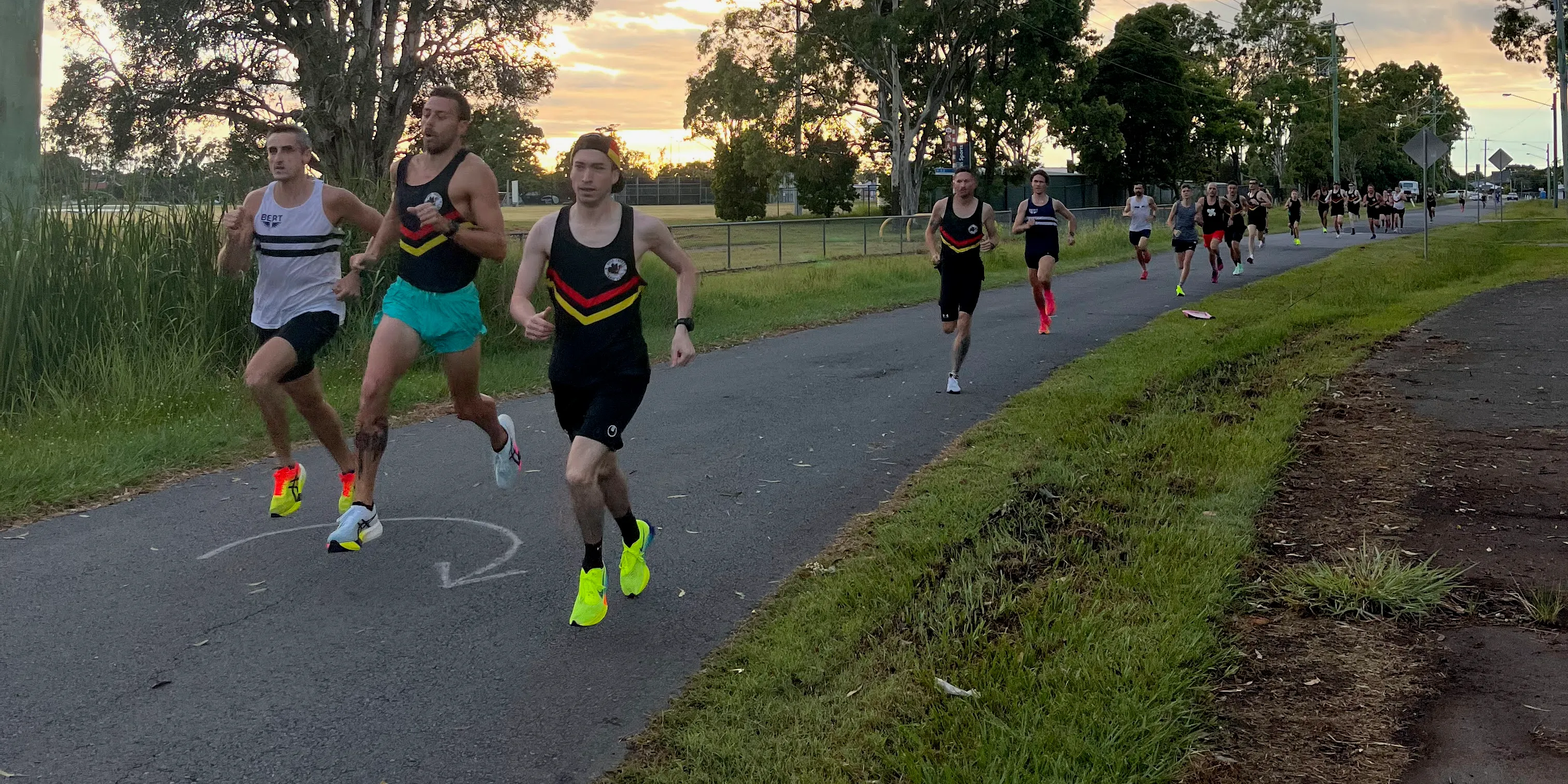 Runners at the half-way mark of Bush Turkey Classic Round Three on Racecourse Road, Deagon