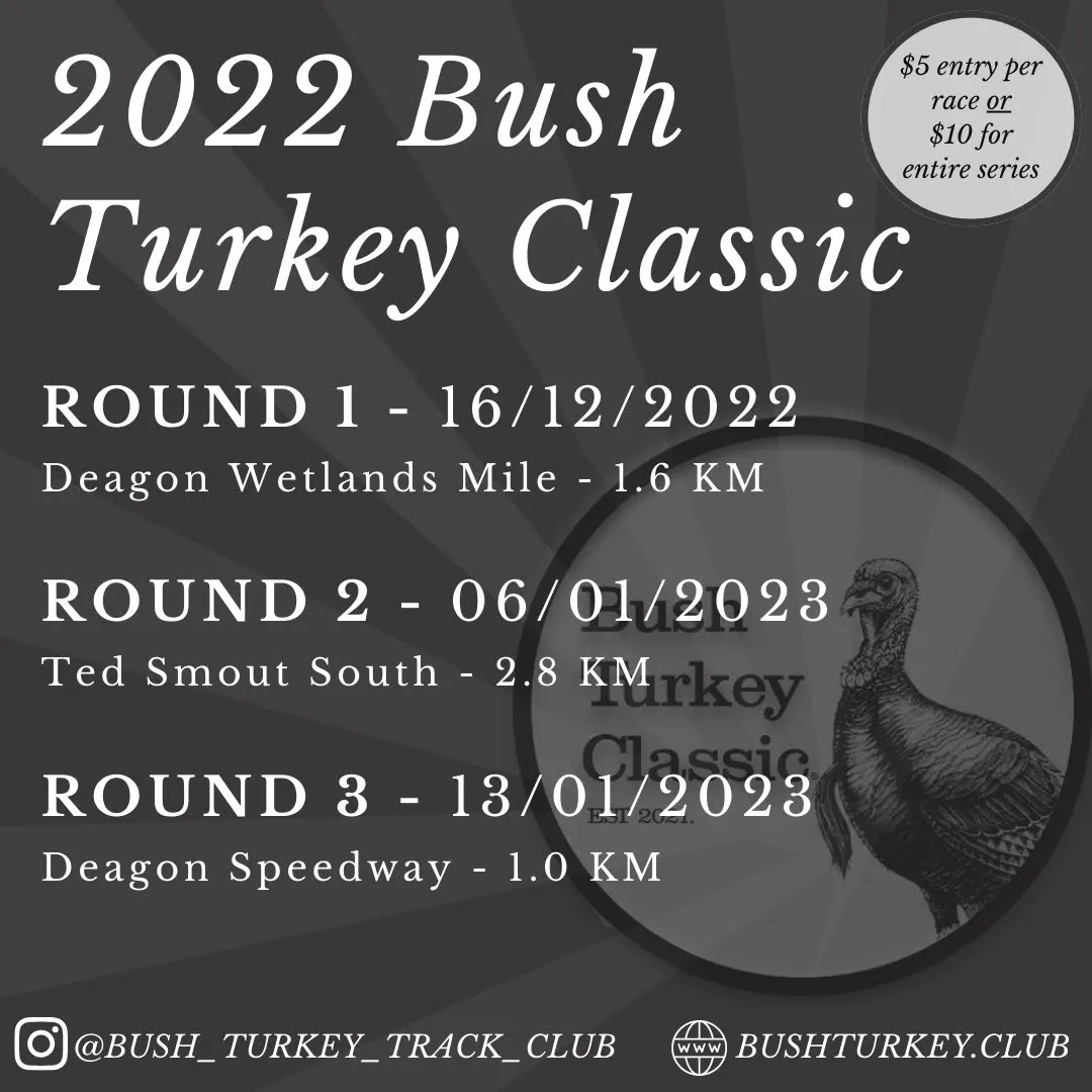 2022 Bush Turkey Classic poster listing the three rounds and dates