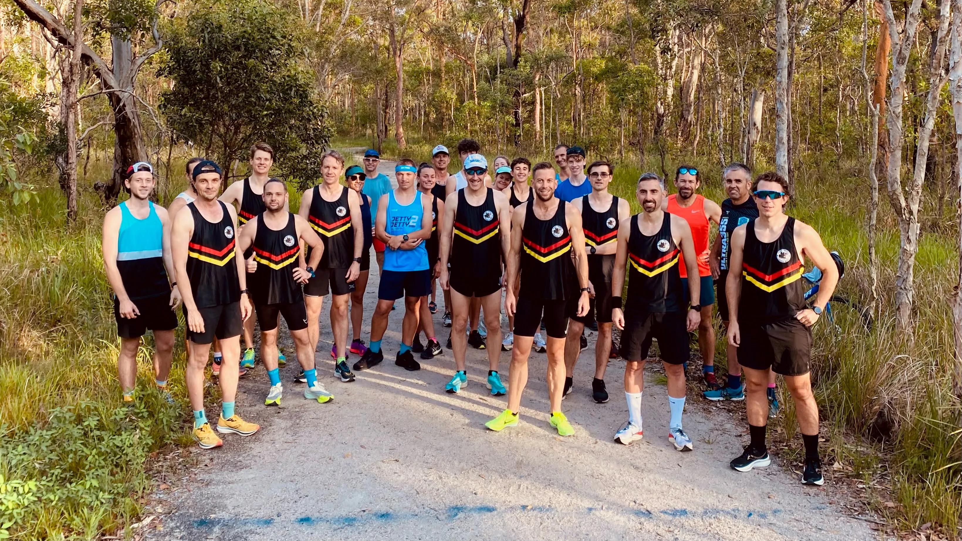 Round One runners lined up on the Deagon Wetlands track