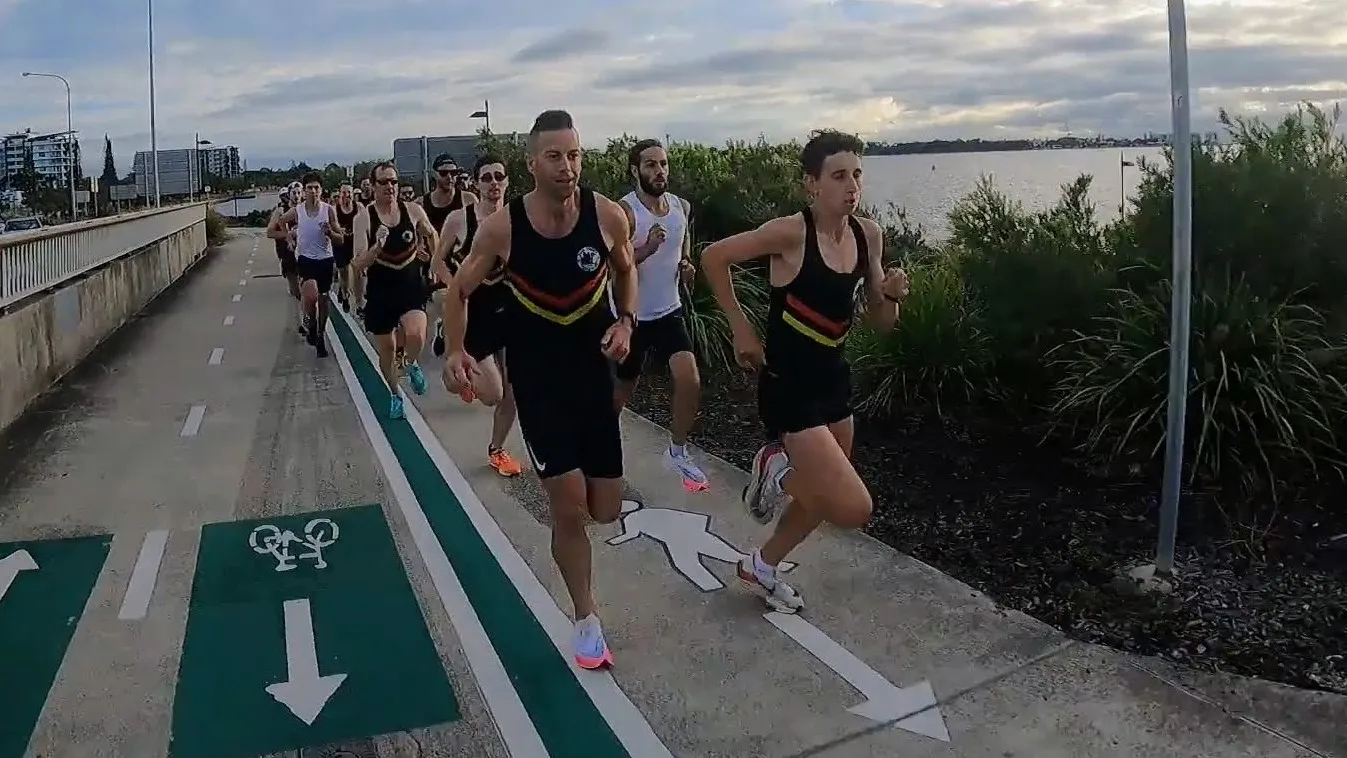 Runners heading south across the Ted Smout Memorial Bridge in Round Two