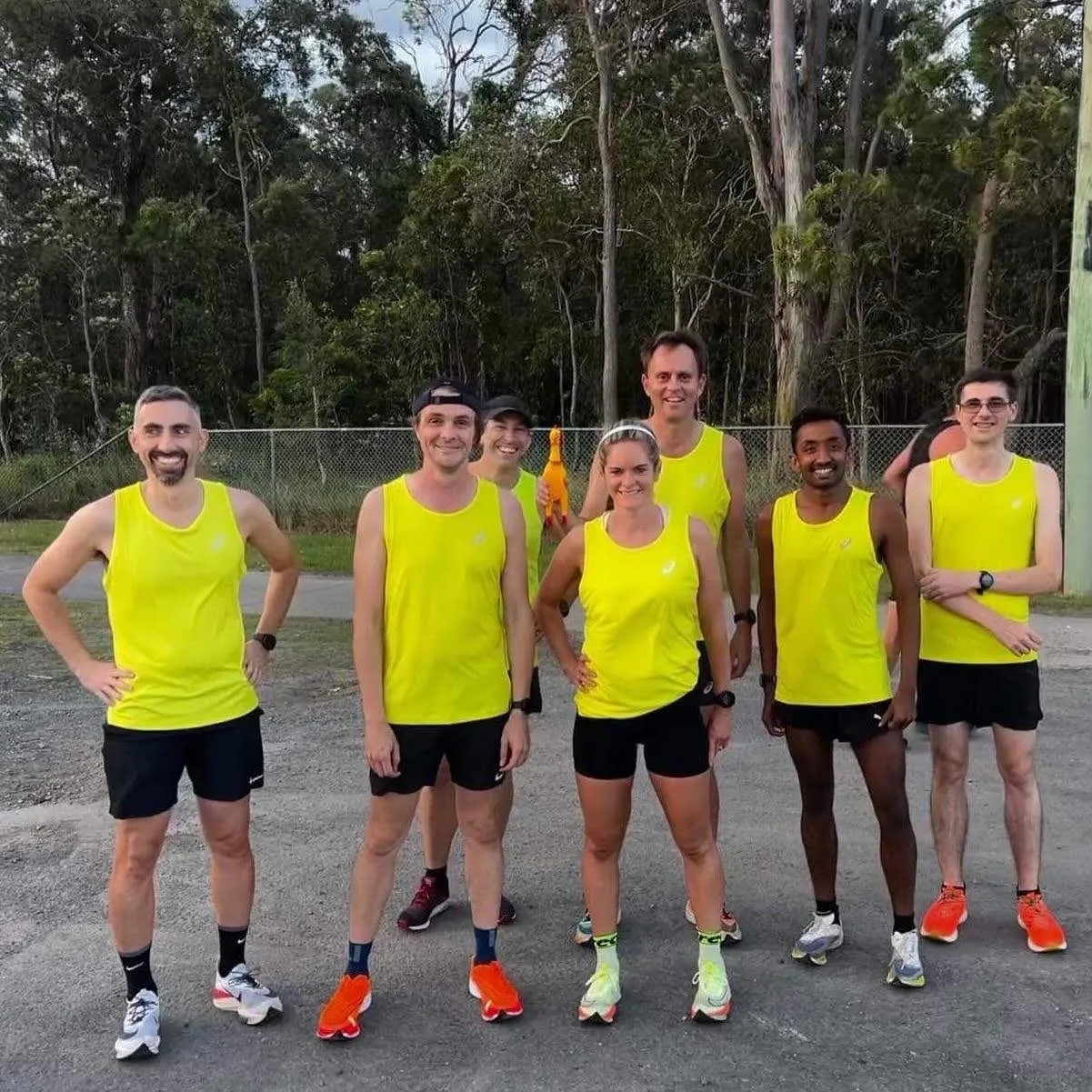 Yellow Team, captained by Lisa Dineen, in yellow singlets